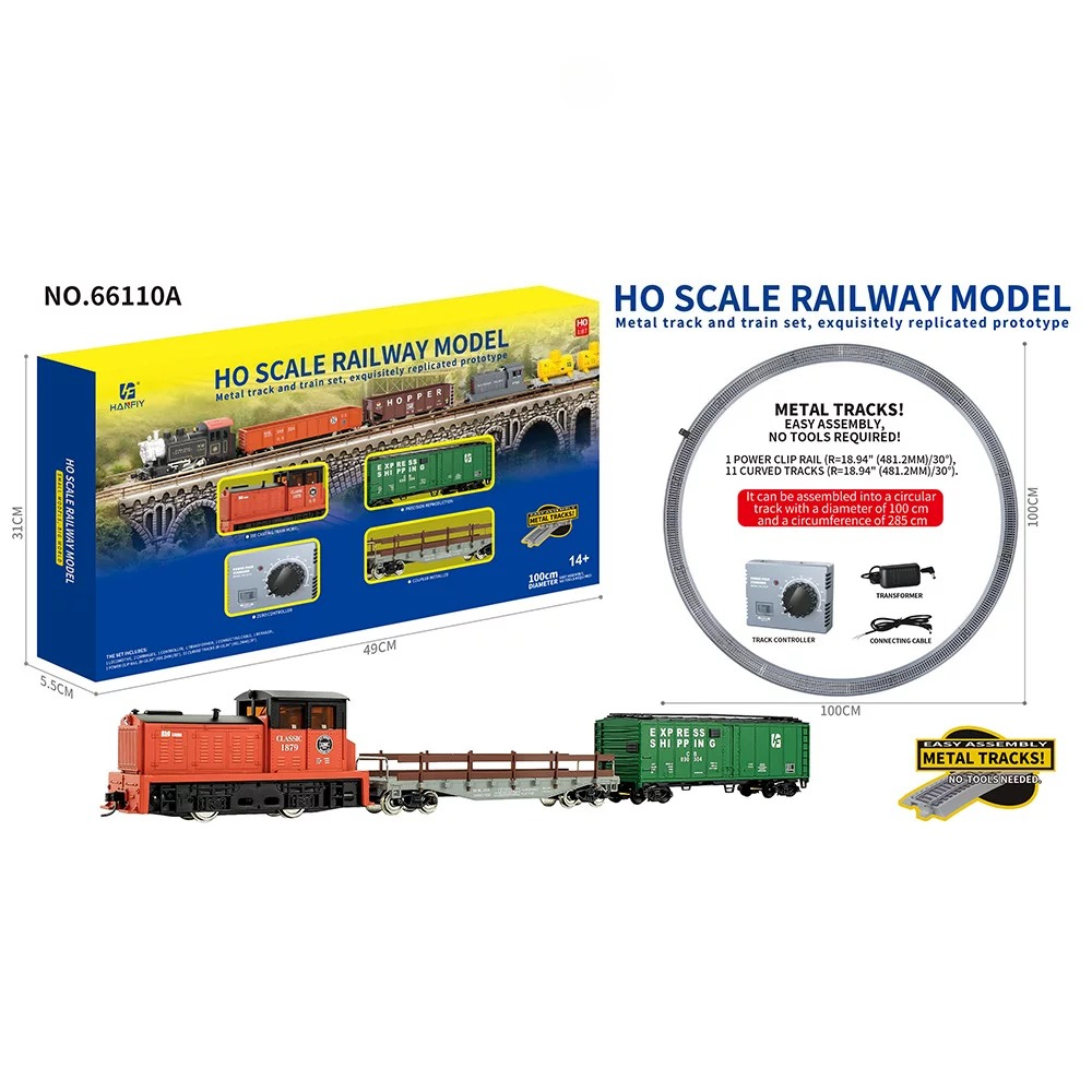 Toy Train Track Set - Металлическая модель поезда масштаба HO 1/87,