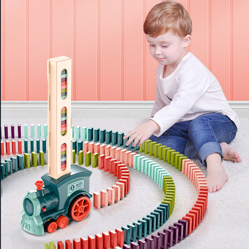 Kids Toys Electric Car - Детский электрический поезд домино, автомобильный набор,